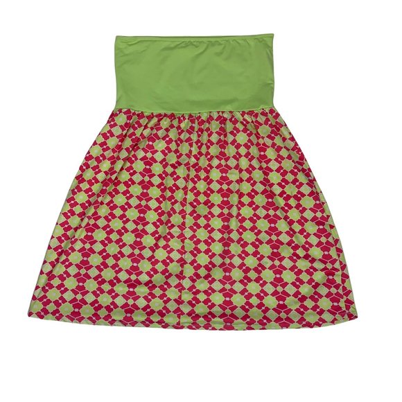 MSC Pull On Stretch Skirt NWOT Lime Green Pink S M L Pull On Casual - Picture 2 of 5